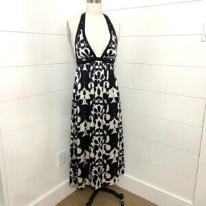 Banana Republic Silk Halter Maxi Dress | Bold Abstract Geometric Print | Size 2